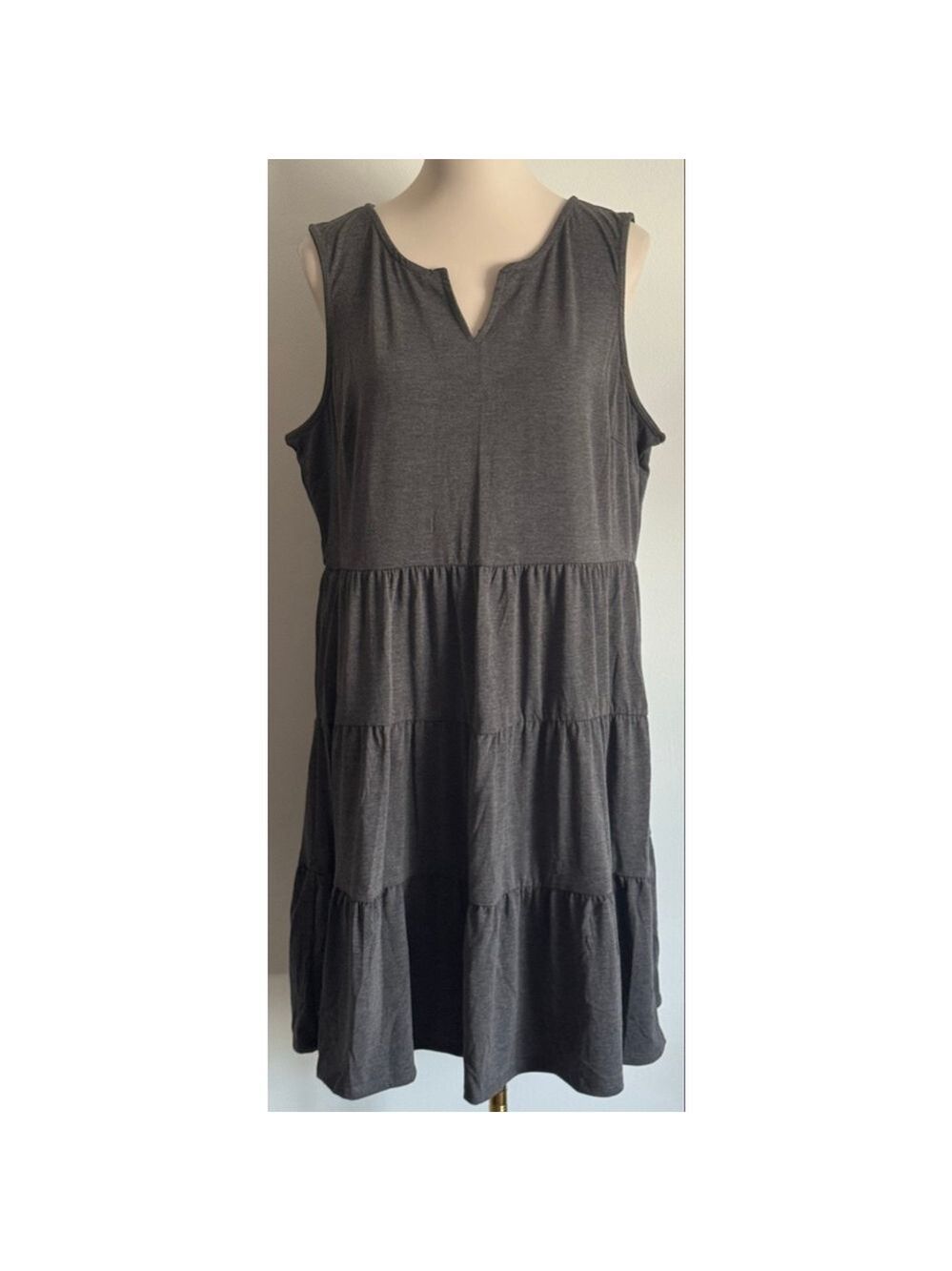 Women's Maurices Gray Tiered Sleeveless Dress Plus Size XL - Picture 1 of 4